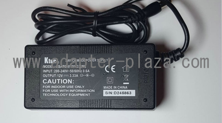 New KTEC KSAP041200333M2 AC-DC Adaptor 12V 3.33A SWITCHING Power Supply - Click Image to Close